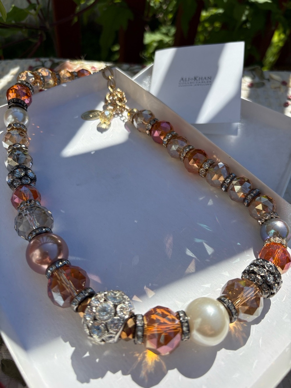 Ali Khan Collectables Chunky Crystal & Pearl Rhinestone Statement Necklace #359